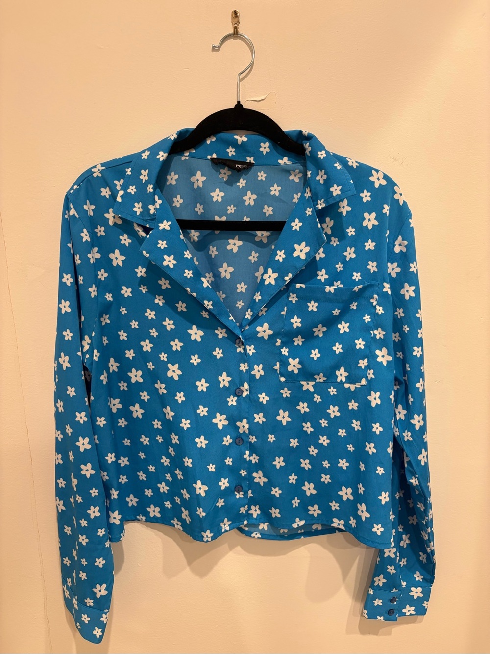 Women’s Blue Floral Button-Front Blouse